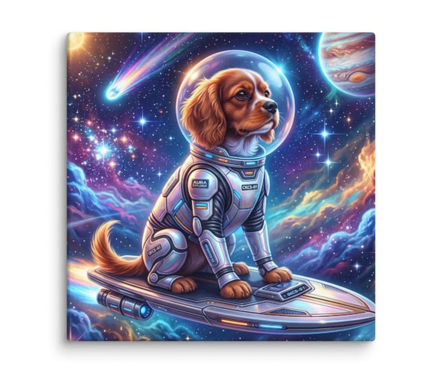 Canvas print of a dog astronaut in space